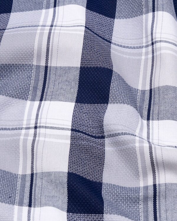 Delphinus Navy Blue Checked Premium Cotton Shirt - Image 2