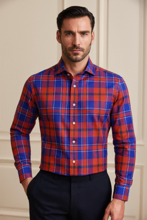 Classic Premium Cotton Red & Blue Checks Shirt