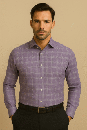 Classic Premium Cotton Purple Checks Shirt