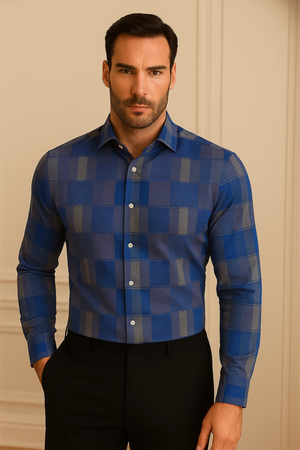 Classic Premium Cotton Royal Blue Checks Shirt