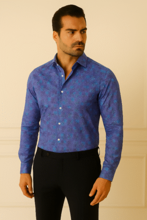 Azure Bloom Premium Men’s Shirt