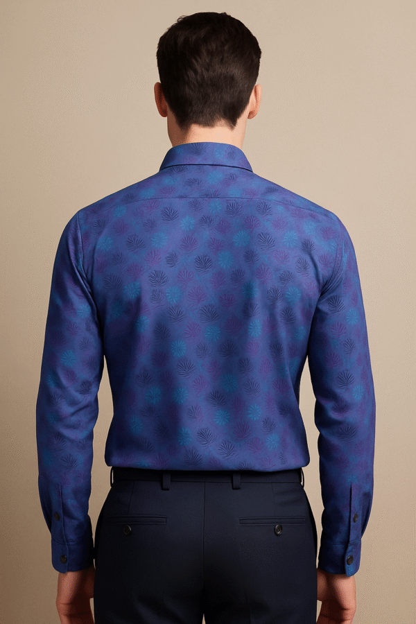Azure Bloom Premium Men’s Shirt - Image 2