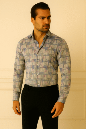 Premium Abstract Print Linen Shirt – Limited Edition