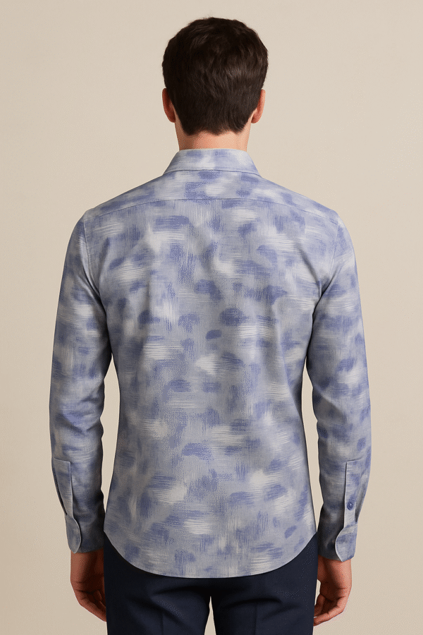Luxe Abstract Cloud Print Linen Shirt - Image 2