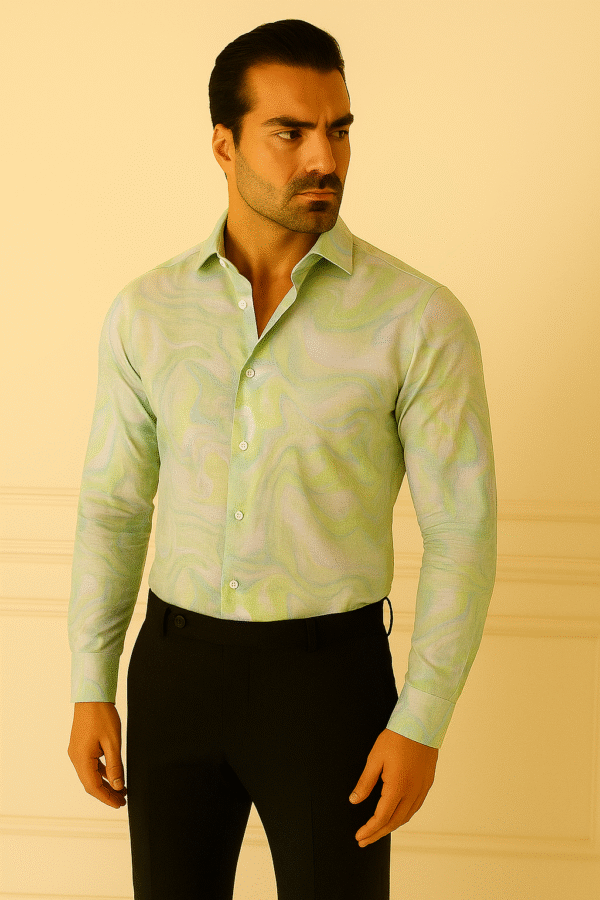 Luxe Marbled Elegance Linen Shirt
