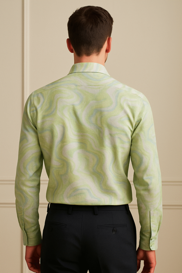 Luxe Marbled Elegance Linen Shirt - Image 2