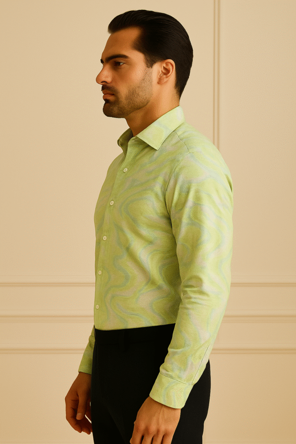 Luxe Marbled Elegance Linen Shirt - Image 3
