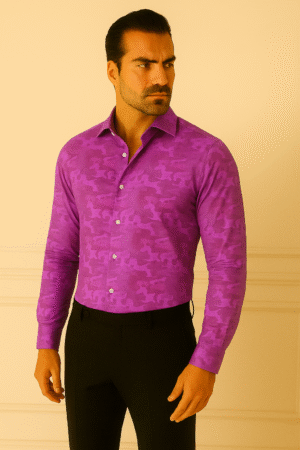 Purple Camo Luxe Cotton Shirt – Full Sleeve
