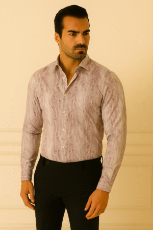 Men's Premium Tailored Shirt – Lavender Feather Pattern