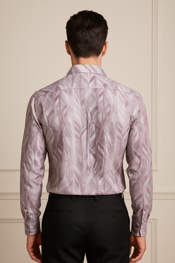 Men's Premium Tailored Shirt – Lavender Feather Pattern - Image 2