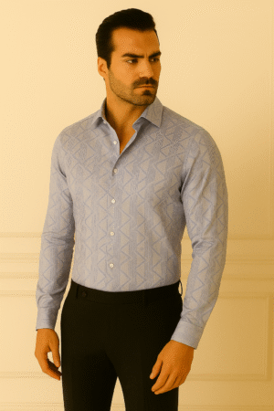 Men’s Luxury Tailored Shirt – Geometric Twilight Edition
