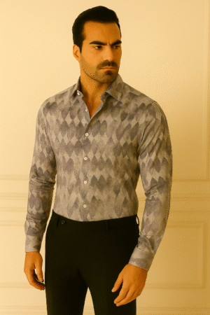Men’s Luxe Leaf-Patterned Cotton Shirt
