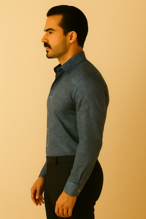 Azure Elegance – Premium Paisley Print Shirt - Image 3