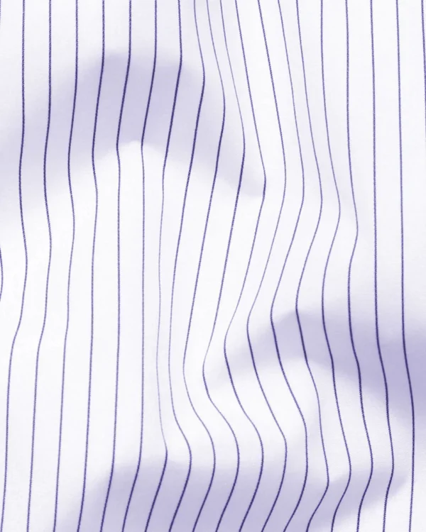 Blue Stripe On White Premium Cotton Men's Formal Shirt - Image 3