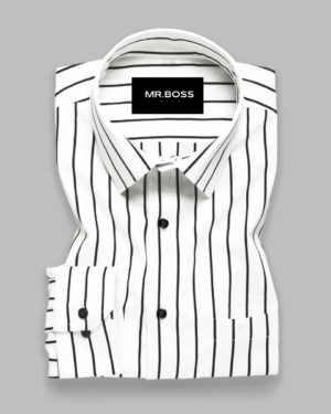 Black & White Stripe Lawn Cotton Men's Formal Shirt