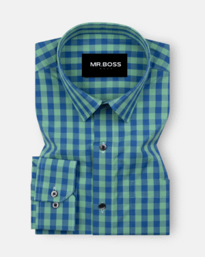 Essen Crayola Green and Blue Cotton Check Shirt
