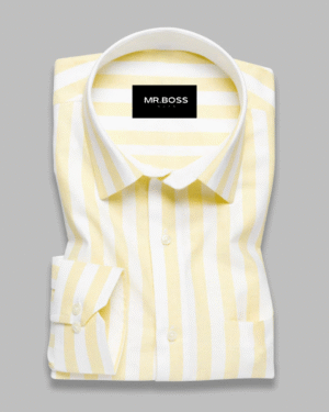 Yellow With White Striped Super Soft Cotton Shirt