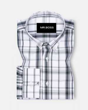 Kentar Dark Green Plaid Button Down Cotton Shirt