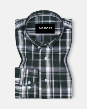 Kentar Green Plaid Button Down Cotton Shirt