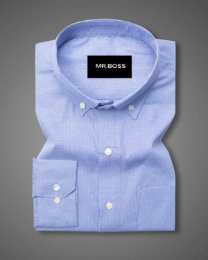 Havelock Blue Houndstooth Premium Cotton Formal Shirt
