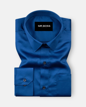 Montor Sapphire Blue Satin Men's Shirt