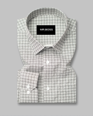 Dark Liver Check Printed Cotton Formal Shirt