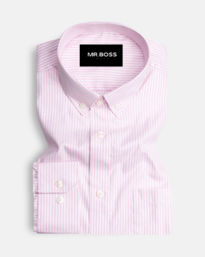 Carousel Pink Button Down Oxford Cotton Stripe Shirt